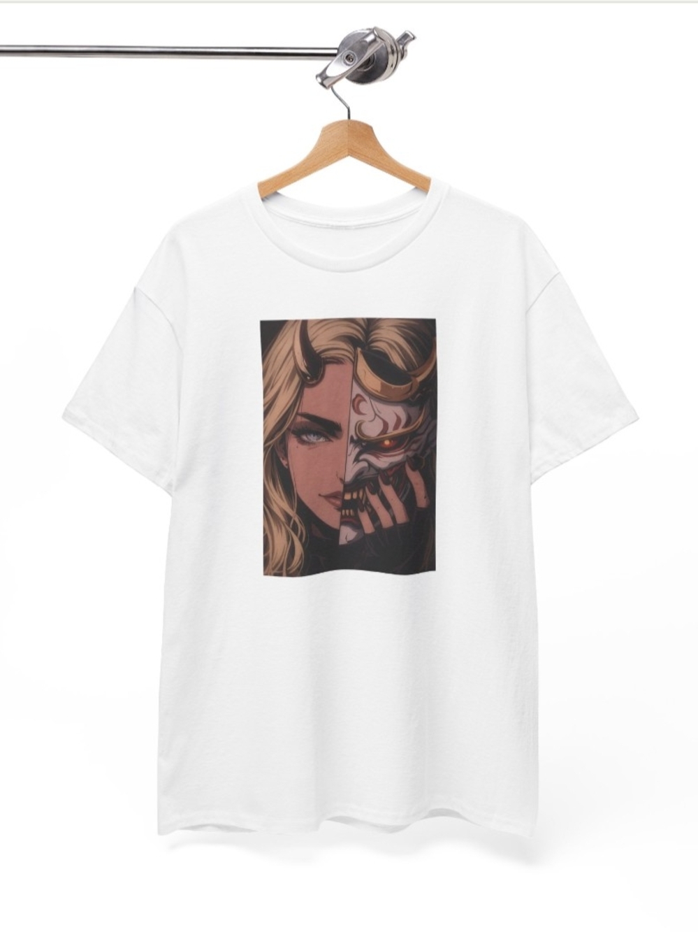 Gildan White Short Sleeve Tee with Blonde & Crimson Graphic